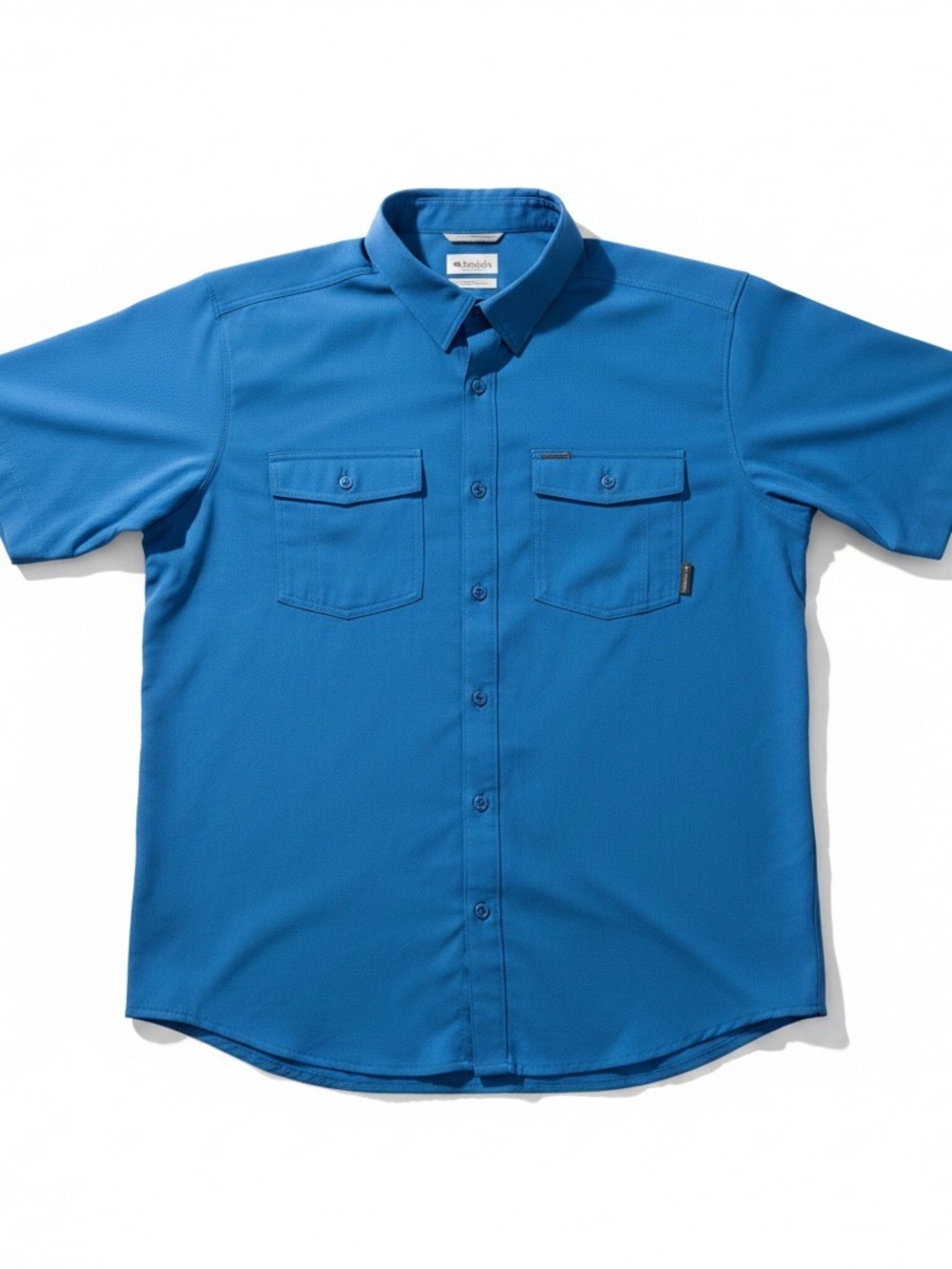 Columbia Men’s Short-Sleeve Button-Front Shirt in Bright Blue Size Large